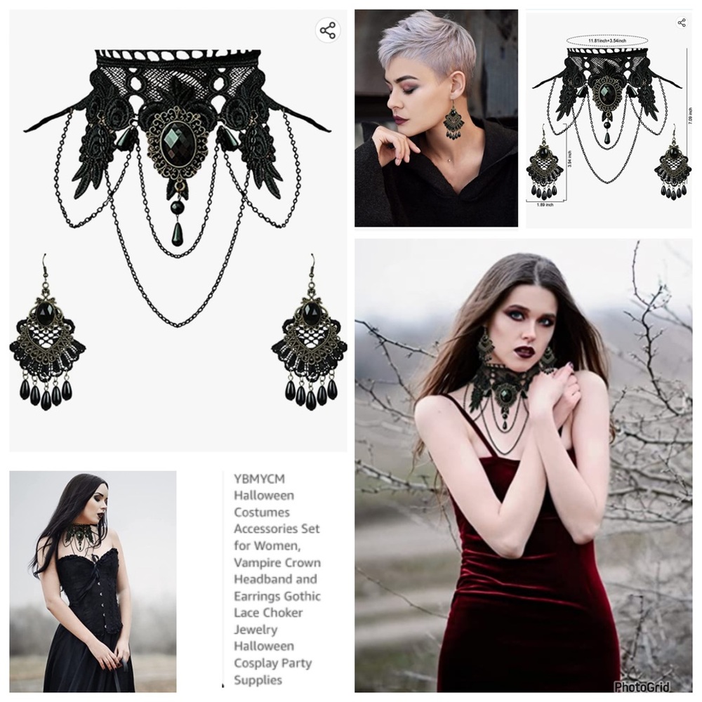 Ybmycm necklace & earrings Halloween costume accessory kit jewelry NEW